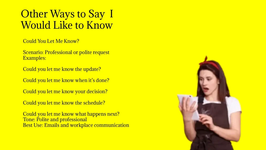 Other Ways to Say I Would Like to Know