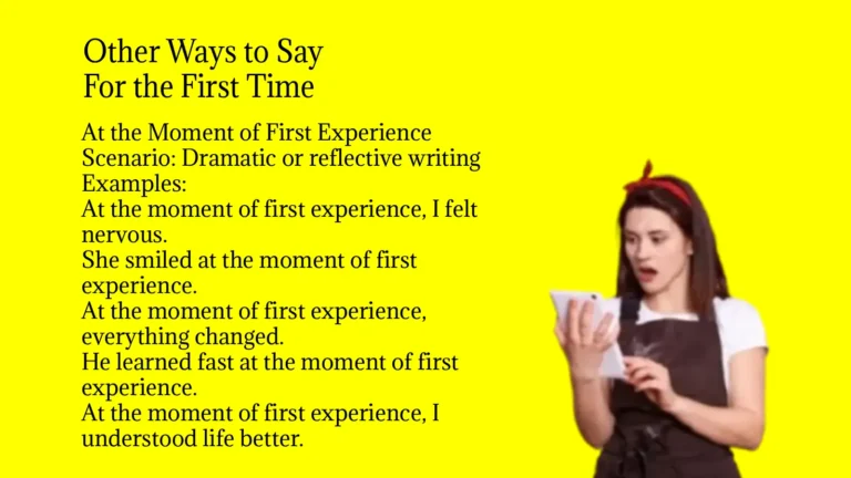 Other Ways to Say For the First Time