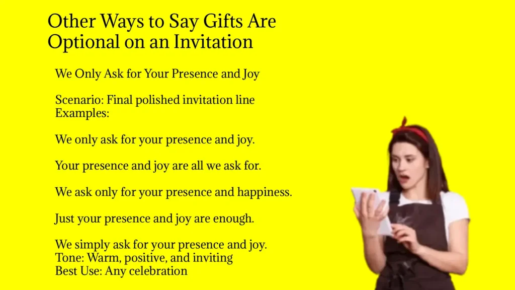 Other Ways to Say Gifts Are Optional on an Invitation