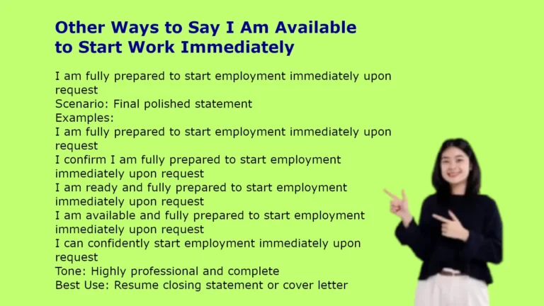 Other Ways to Say I Am Available to Start Work Immediately