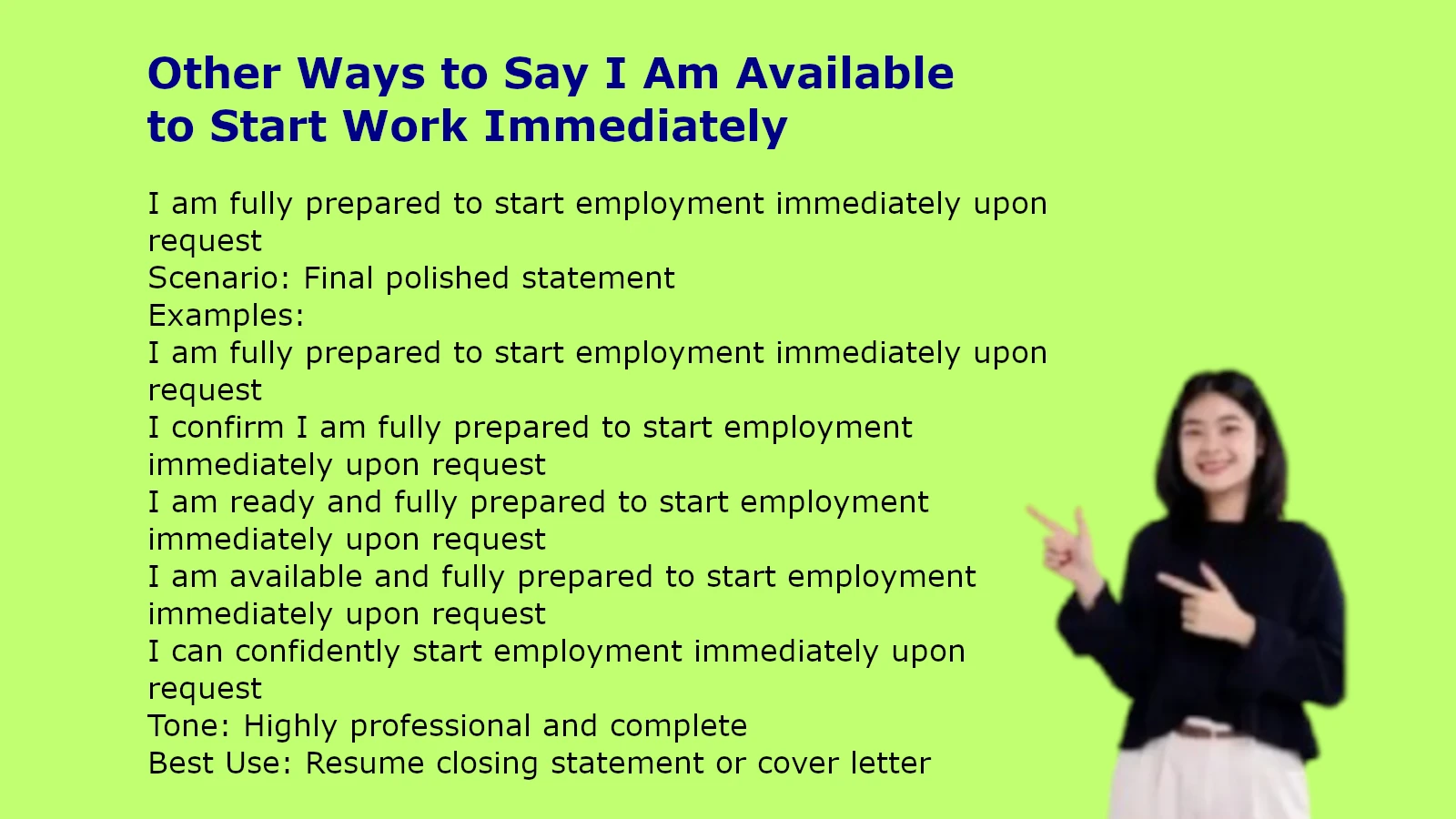 47 Other Ways to Say I Am Available to Start Work Immediately 2026 ...