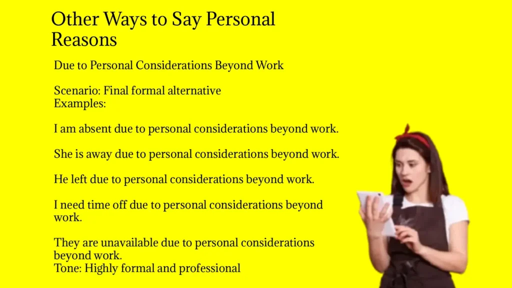 Other Ways to Say Personal Reasons