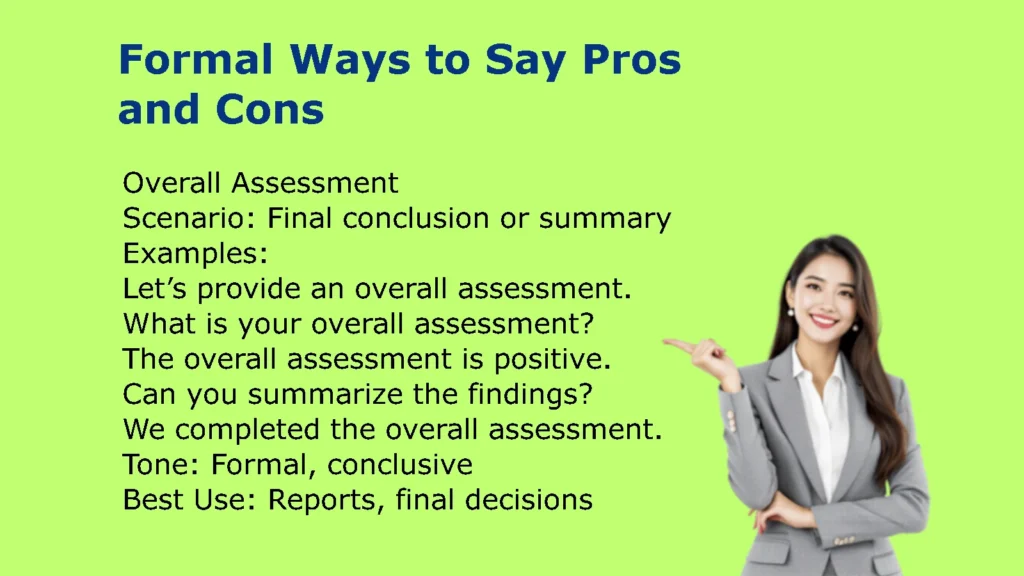 Formal Ways to Say Pros and Cons