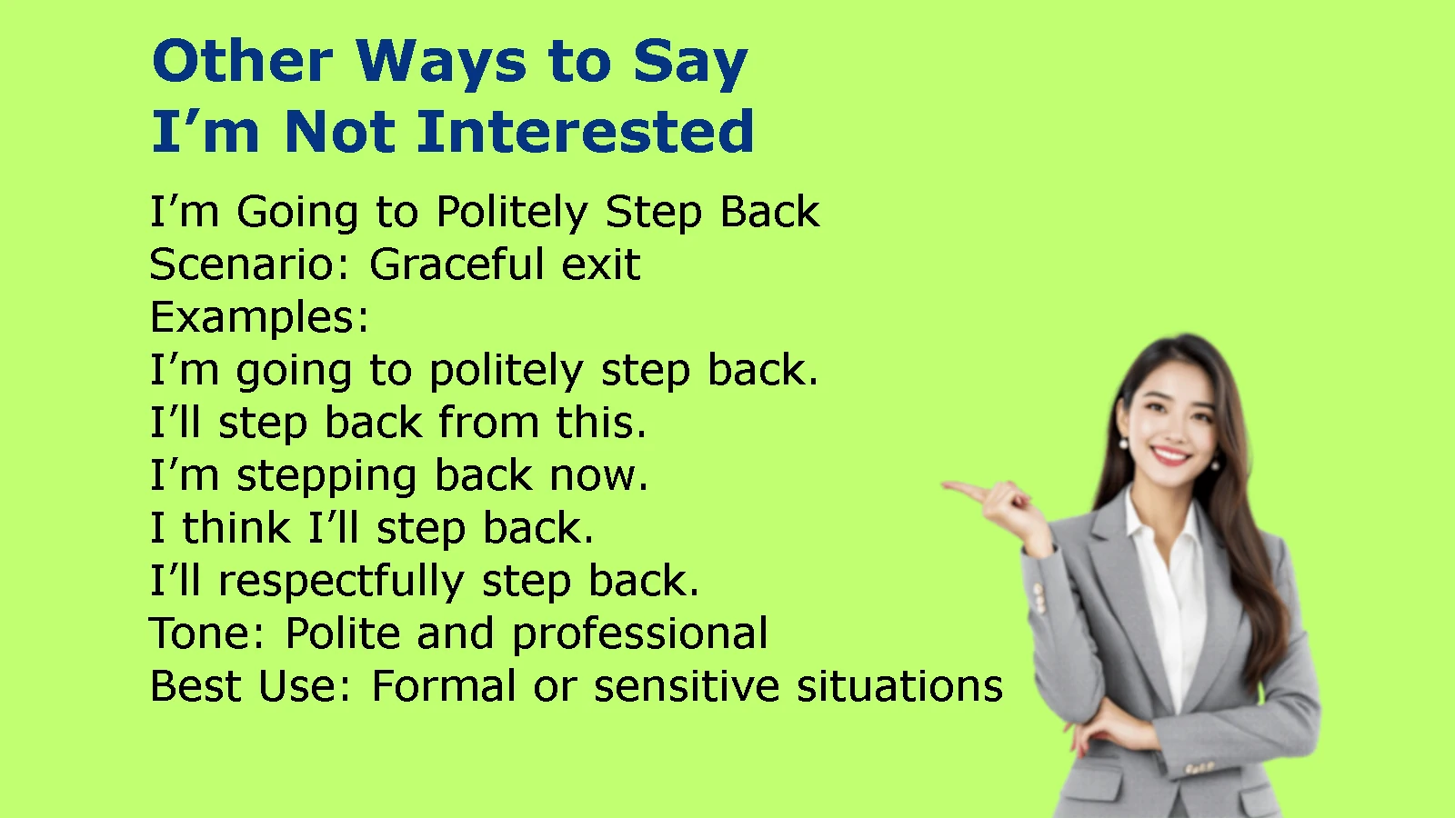 47 Other Ways to Say I’m Not Interested With Examples 2026